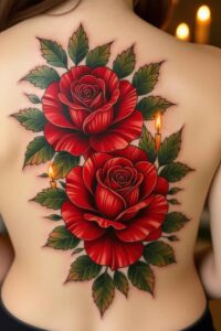 Red Rose Tattoo Design on Forearm